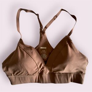 Brown Cross-Back Bra with Adjustable Straps